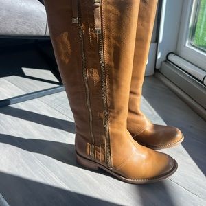 Tahari tan leather boots